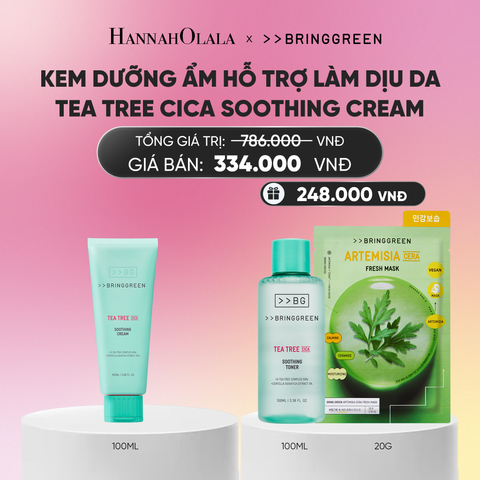  KEM DƯỠNG ẨM HỖ TRỢ LÀM DỊU DA TRÀM TRÀ BRING GREEN TEA TREE CICA SOOTHING CREAM 100ML_A2027 