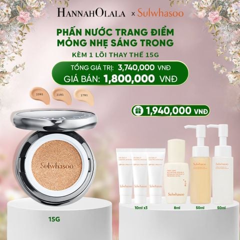  DEAL 5B: PHẤN NƯỚC TRANG ĐIỂM MỎNG NHẸ SÁNG TRONG (KÈM LÕI THAY THẾ) SULWHASOO PERFECTING CUSHION AIRY 15GX2 