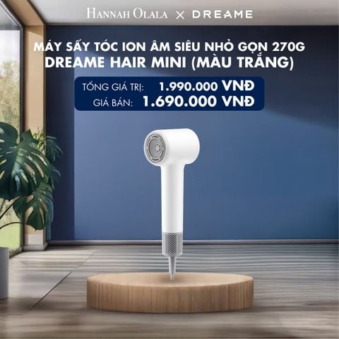  DREAME HAIR MINI AHG11A MÁY SẤY TÓC ION ÂM SIÊU NHỎ GỌN 270G ĐỘNG CƠ TỐC ĐỘ CAO - BH 24 THÁNG 