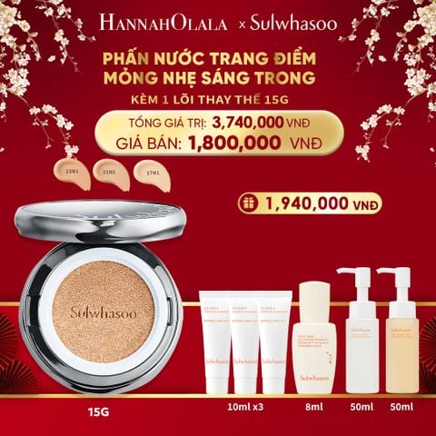  DEAL 5B: PHẤN NƯỚC TRANG ĐIỂM MỎNG NHẸ SÁNG TRONG (KÈM LÕI THAY THẾ) SULWHASOO PERFECTING CUSHION AIRY 15GX2 