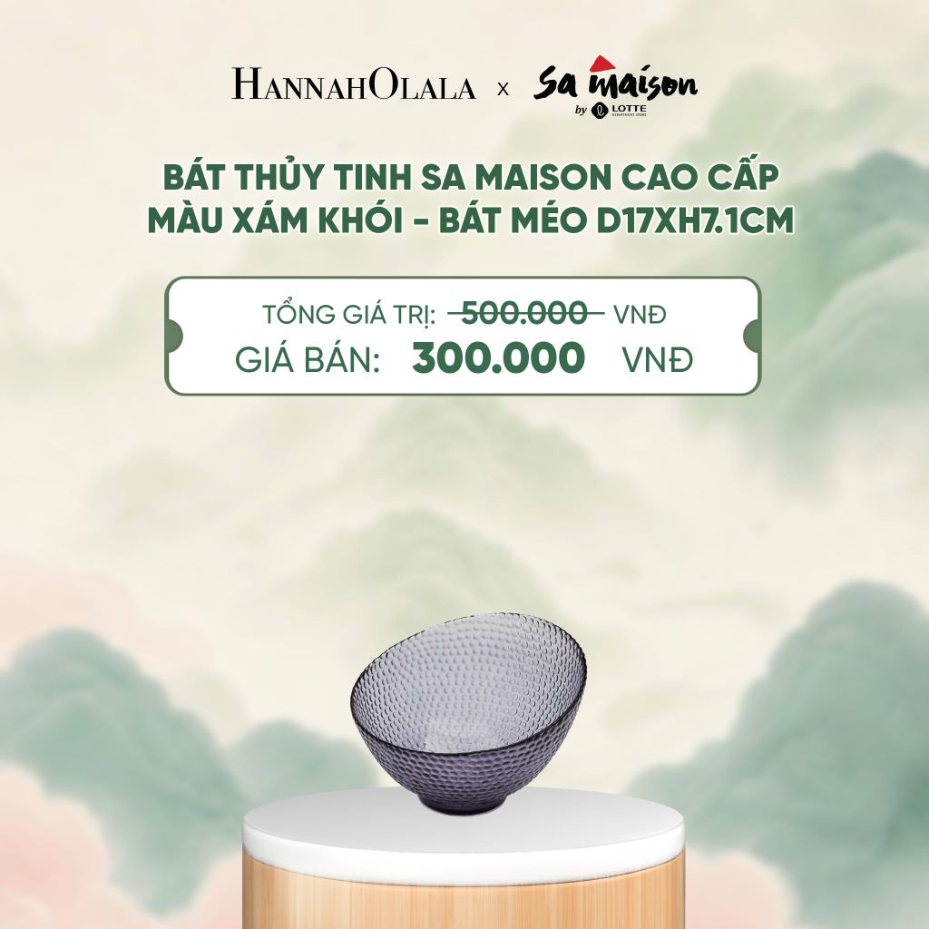  BÁT THỦY TINH SA MAISON CAO CẤP MÀU XÁM KHÓI - DEAL 10 - A1739 