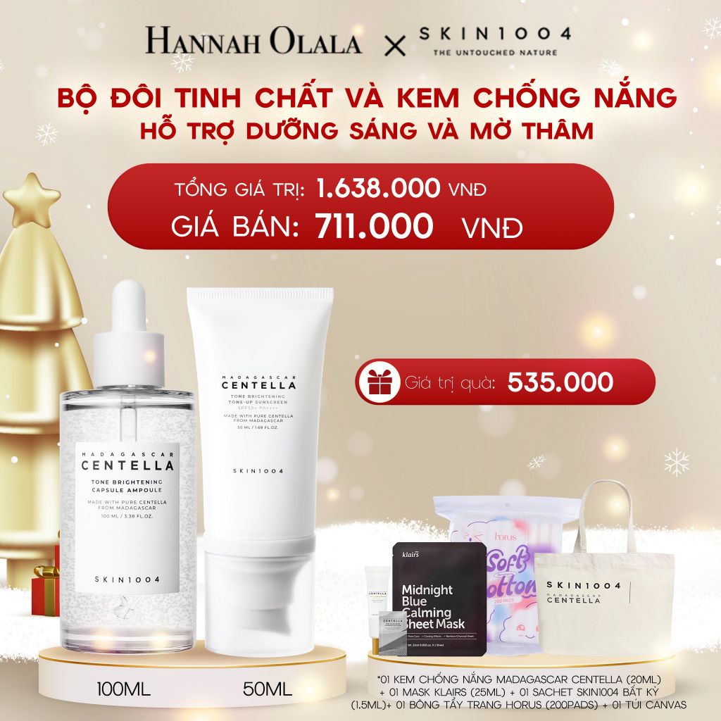  DEAL 10: COMBO: SKIN1004 KEM CHỐNG NẮNG MADAGASCAR CENTELLA TONE BRIGHTENING TONE-UP SUNSCREEN SPF50+ PA++++ 50ML + SKIN1004 TINH CHẤT MADAGASCAR CENTELLA TONE BRIGHTENING CAPSULE AMPOULE 100ML 