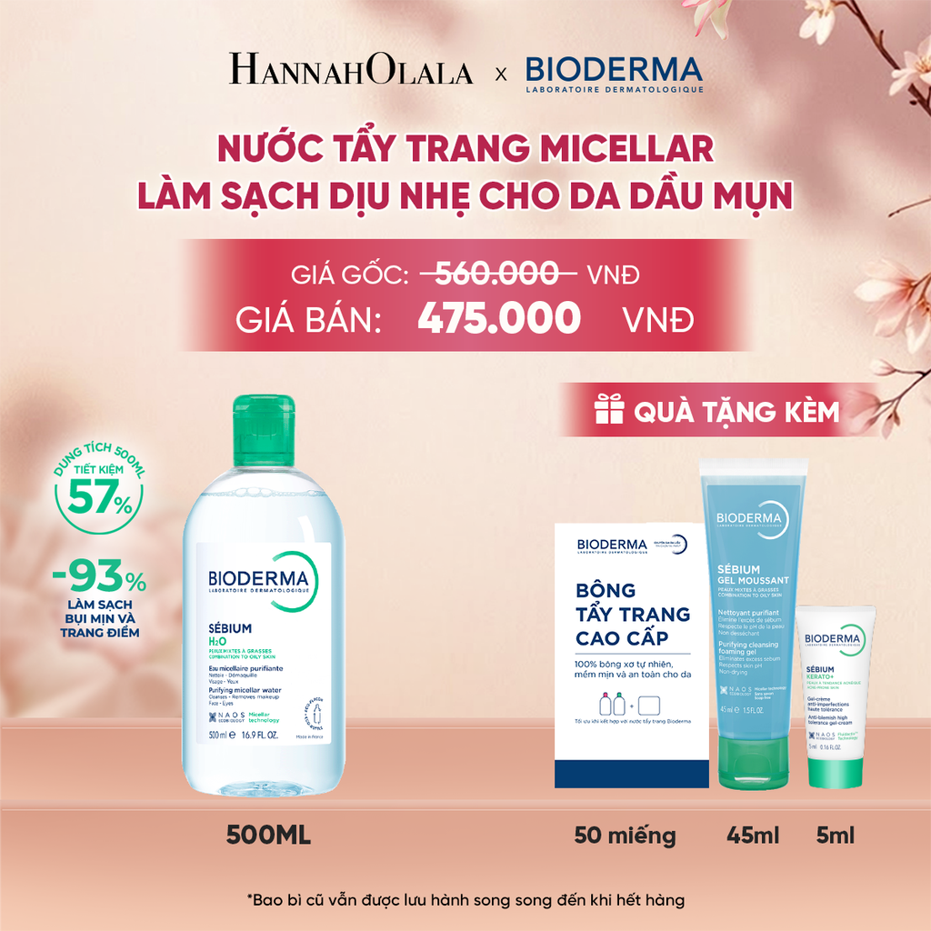  NƯỚC TẨY TRANG MICELLAR LÀM SẠCH CHO DA DẦU, MỤN - A399 