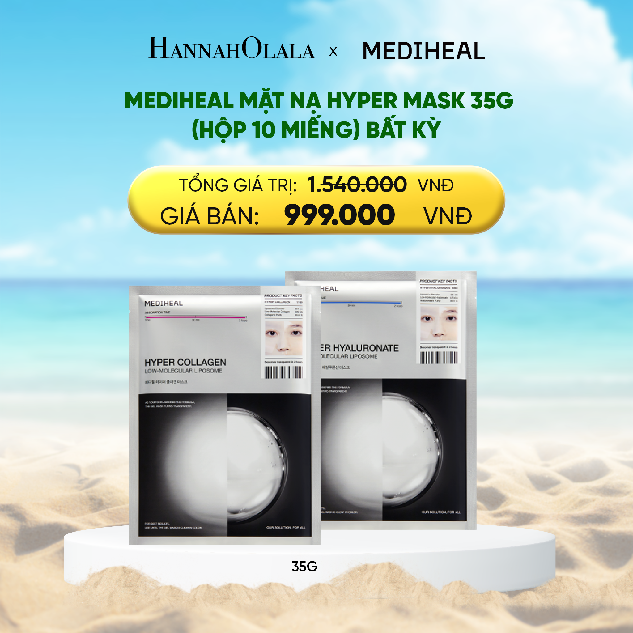 A1969_deal 7 : mediheal mặt nạ hyper mask 35g (hộp 10 miếng) bất kỳ