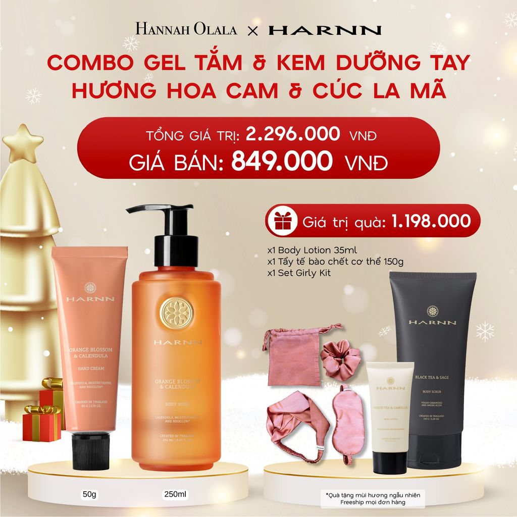  A1136_DEAL 7: COLLECTION ORANGE BLOSSOM & CENDULA - COMBO GEL TẮM & KEM TAY HOA CAM VÀ CÚC LA MÃ (250ML, 50G) 