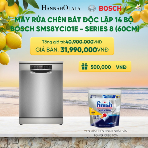  MÁY RỬA CHÉN BÁT ĐỘC LẬP 14 BỘ BOSCH SMS8YCI01E - SERIES 8 (60CM) - A2364 