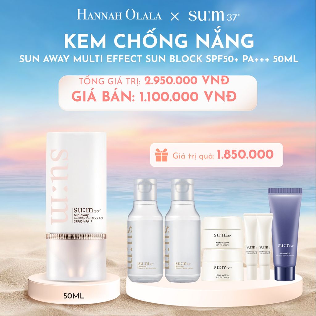  C61_DEAL 7: KEM CHỐNG NẮNG SU:M37 SUN AWAY MULTI EFFECT SUN BLOCK SPF50+ PA+++ 50ML 