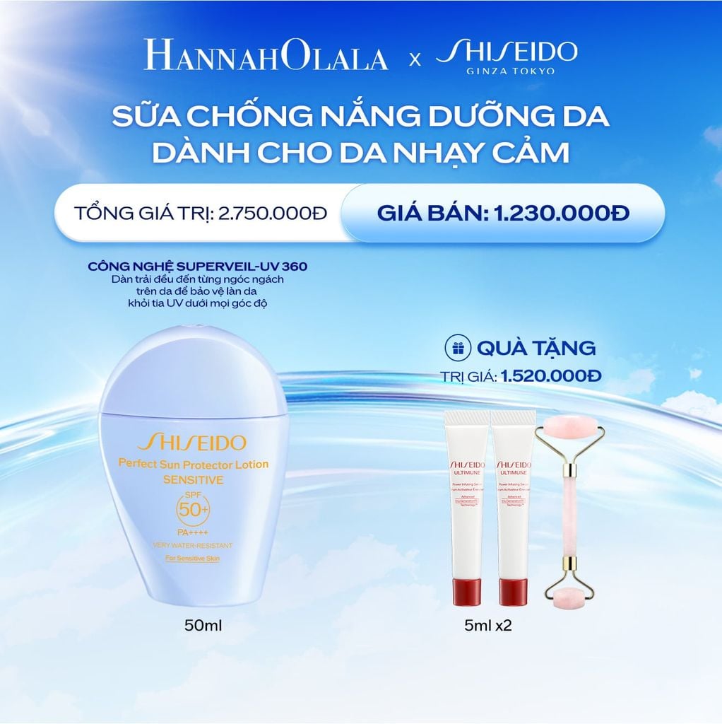  DEAL 7: SỮA CHỐNG NẮNG CHO DA NHẠY CẢM SHISEIDO GSC PERFECT SUN PROTECTOR LOTION SENSITIVE SPF50+ 50ML 