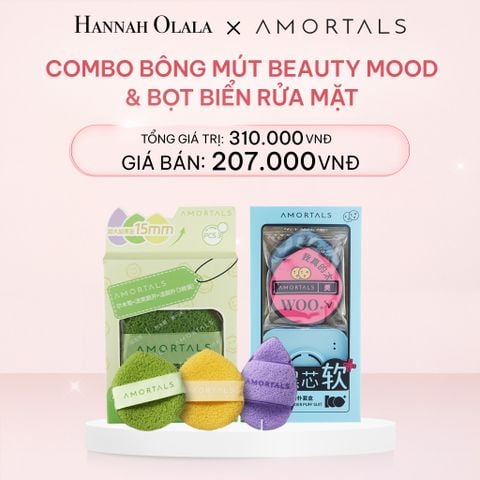  E1_DEAL 7: COMBO BÔNG MÚT ĐEN CAO CẤP AMORTALS VÀ BỌT BIỂN RỬA MẶT 