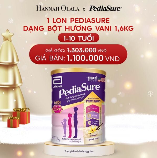  A198_DEAL 7: 1 LON PEDIASURE DẠNG BỘT HƯƠNG VANI 1.6KG 