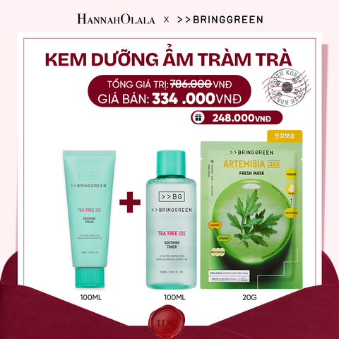  KEM DƯỠNG ẨM HỖ TRỢ LÀM DỊU DA TRÀM TRÀ BRING GREEN TEA TREE CICA SOOTHING CREAM 100ML_M47 