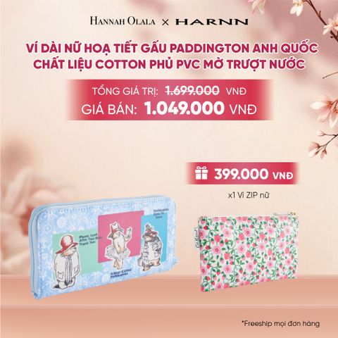  VÍ DÀI NỮ CATH KIDSTON HOẠ TIẾT GẤU PADDINGTON ANH QUỐC CHẤT LIỆU COTTON PHỦ PVC MỜ TRƯỢT NƯỚC - A1745 