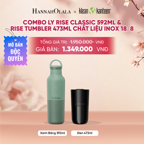  COMBO LY GIỮ NHIỆT KLEAN KANTEEN RISE CLASSIC 592ML & RISE TUMBLER 473ML NẮP TRƯỢT CHẤT LIỆU INOX 18/8 