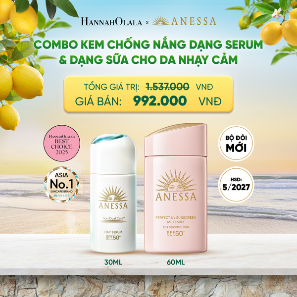  COMBO SERUM CHỐNG NẮNG & SỮA CHỐNG NẮNG BẢO VỆ VÀ DƯỠNG DA AN TOÀN CHO DA NHẠY CẢM ANESSA DAY SERUM 30ML + MILD MILK 60ML HSD: 24/05/2027 - DEAL 7 