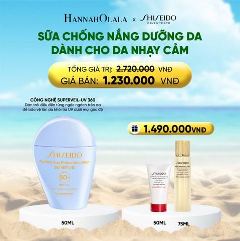  SỮA CHỐNG NẮNG CHO DA NHẠY CẢM SHISEIDO GSC PERFECT SUN PROTECTOR LOTION SENSITIVE SPF50+ 50ML - DEAL 12 