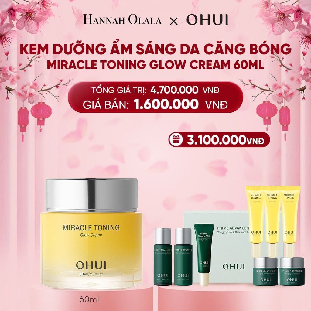  DEAL 7: KEM DƯỠNG ẨM SÁNG DA CĂNG BÓNG OHUI MIRACLE TONING GLOW CREAM 60ML 