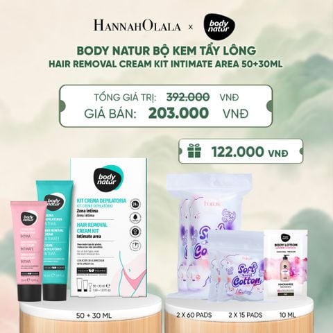  BODY NATUR BỘ KEM TẨY LÔNG HAIR REMOVAL CREAM KIT INTIMATE AREA 50+30ML - A1419 