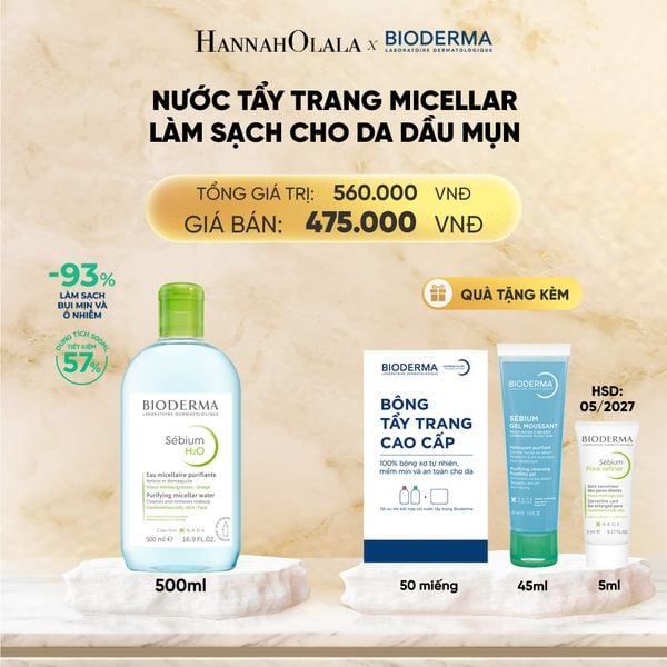  NƯỚC TẨY TRANG MICELLAR LÀM SẠCH CHO DA DẦU, MỤN 