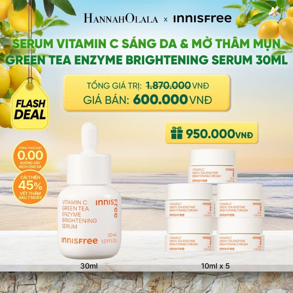  [FLASH DEAL] SERUM VITAMIN C SÁNG DA MỜ THÂM MỤN INNISFREE GREEN TEA ENZYME BRIGHTENING SERUM 30ML - A1978 