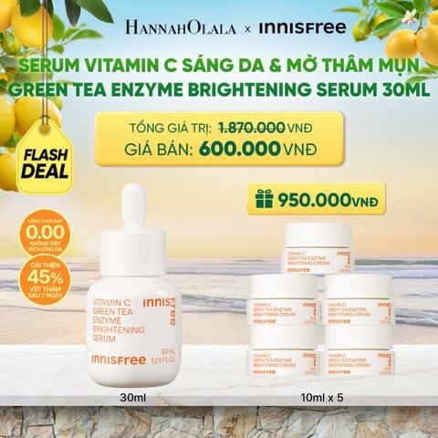  [FLASH DEAL] SERUM VITAMIN C SÁNG DA MỜ THÂM MỤN INNISFREE GREEN TEA ENZYME BRIGHTENING SERUM 30ML - A1978 