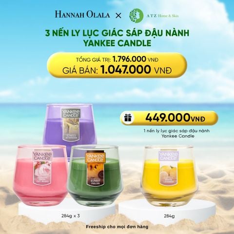  DEAL 8: MUA 3 NẾN LY LỤC GIÁC SÁP ĐẬU NÀNH YANKEE CANDLE 284G 