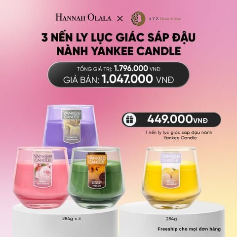  MUA 3 NẾN LY LỤC GIÁC SÁP ĐẬU NÀNH YANKEE CANDLE 284G_A136 