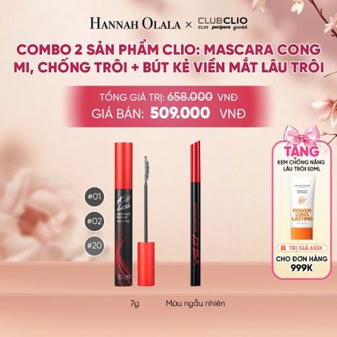  COMBO 2 SẢN PHẨM CLIO: MASCARA CONG MI, CHỐNG TRÔI + BÚT KẺ VIỀN MẮT LÂU TRÔI - A10 