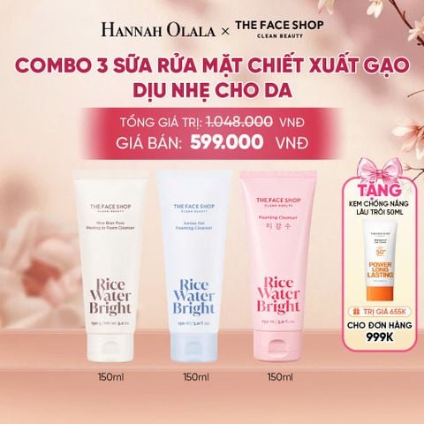  COMBO 3 SỮA RỬA MẶT CHIẾT XUẤT GẠO DỊU NHẸ CHO DA - A452 