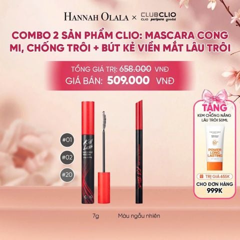  COMBO 2 SẢN PHẨM CLIO: MASCARA CONG MI, CHỐNG TRÔI + BÚT KẺ VIỀN MẮT LÂU TRÔI - A10 