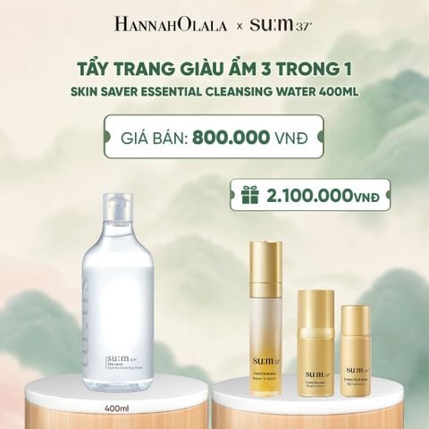  TẨY TRANG GIÀU ẨM 3 TRONG 1 SU:M37 SKIN SAVER ESSENTIAL CLEANSING WATER 400ML - A1070 