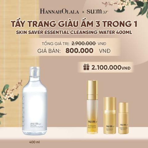  TẨY TRANG GIÀU ẨM 3 TRONG 1 SU:M37 SKIN SAVER ESSENTIAL CLEANSING WATER 400ML - A76 