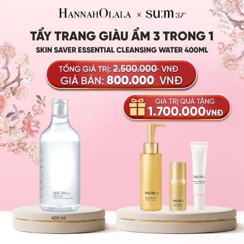  TẨY TRANG GIÀU ẨM 3 TRONG 1 SU:M37 SKIN SAVER ESSENTIAL CLEANSING WATER 400ML 