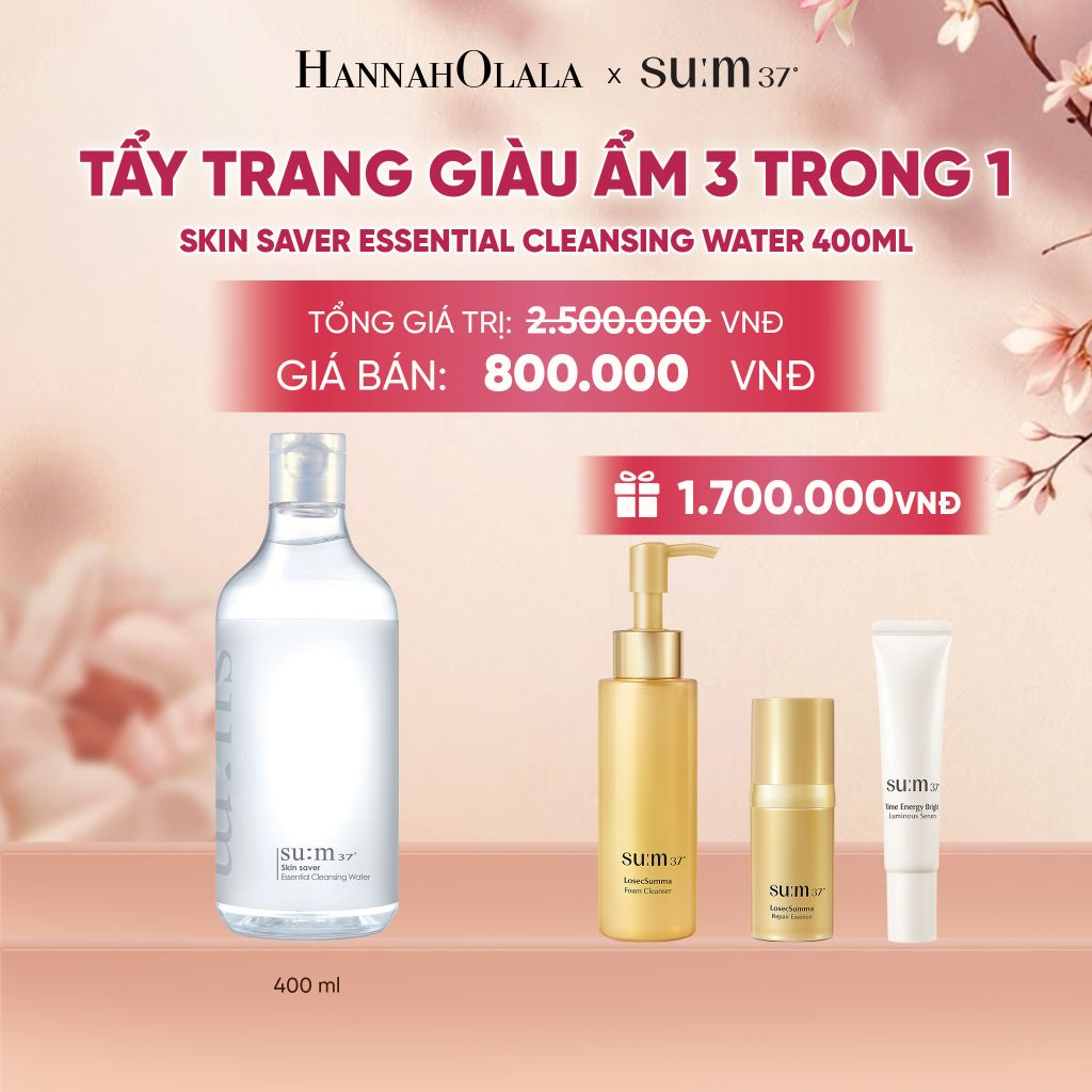  TẨY TRANG GIÀU ẨM 3 TRONG 1 SU:M37 SKIN SAVER ESSENTIAL CLEANSING WATER 400ML - A1696 