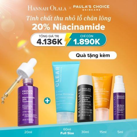  E15: [HANNAH'S FAVORITE] DEAL 3: TINH CHẤT SE KHÍT LỖ CHÂN LÔNG VÀ LÀM MỜ THÂM MỤN PAULA'S CHOICE NIACINAMIDE 20% TREATMENT 20ML 