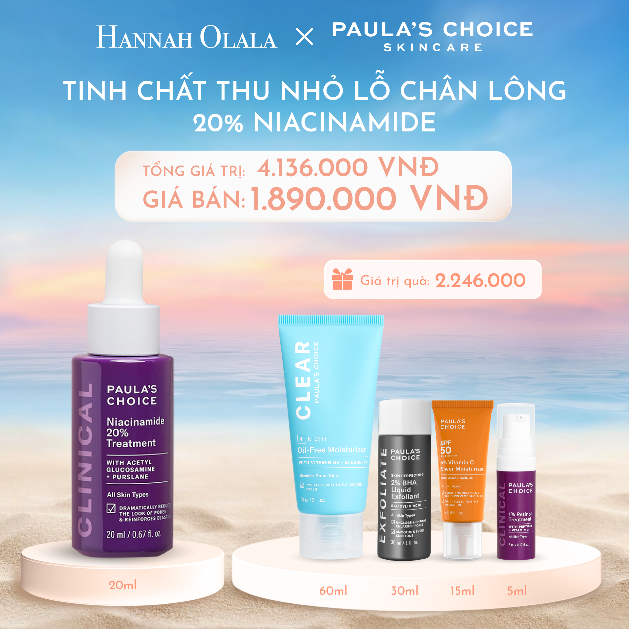  C108_[HANNAH'S FAVORITE] DEAL 3: TINH CHẤT SE KHÍT LỖ CHÂN LÔNG VÀ LÀM MỜ THÂM MỤN PAULA'S CHOICE NIACINAMIDE 20% TREATMENT 20ML 