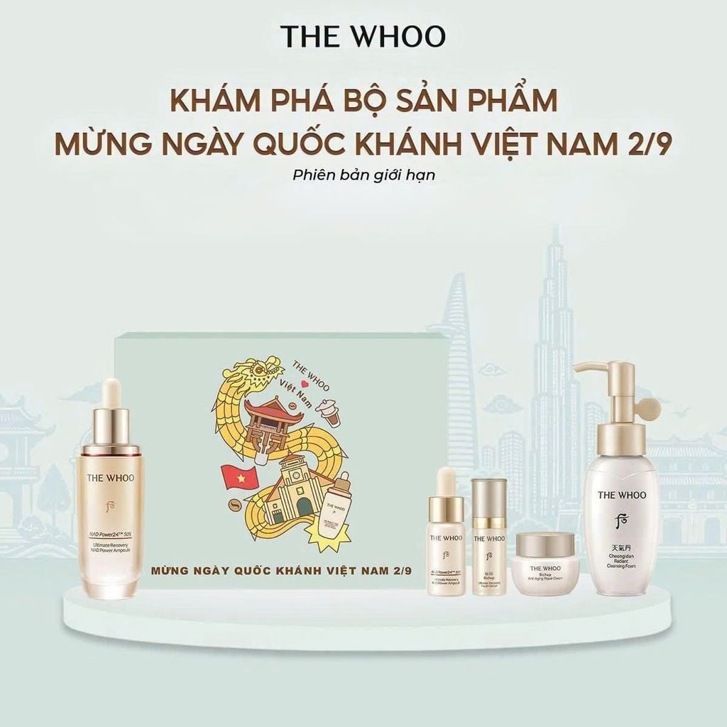  PHIÊN BẢN QUỐC KHÁNH 2/9 - BỘ TINH CHẤT TĂNG CƯỜNG NGỪA LÃO HÓA CHUYÊN SÂU THE WHOO BICHUP ULTIMATE RECOVERY NAD POWER AMPOULE 50ML SPECIAL SET 