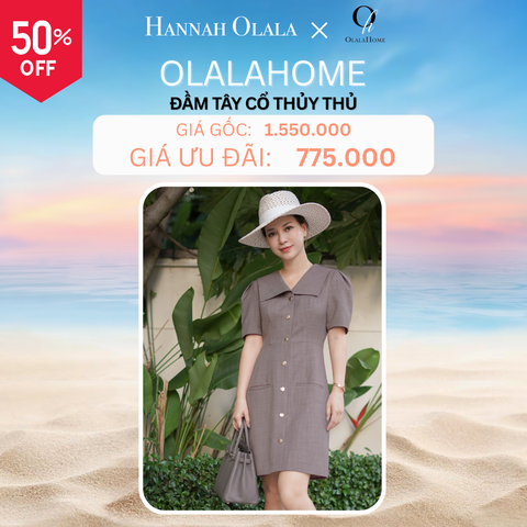 Deal 7: đầm tây cổ thủy thủ - màu nâu - Hannah Olala