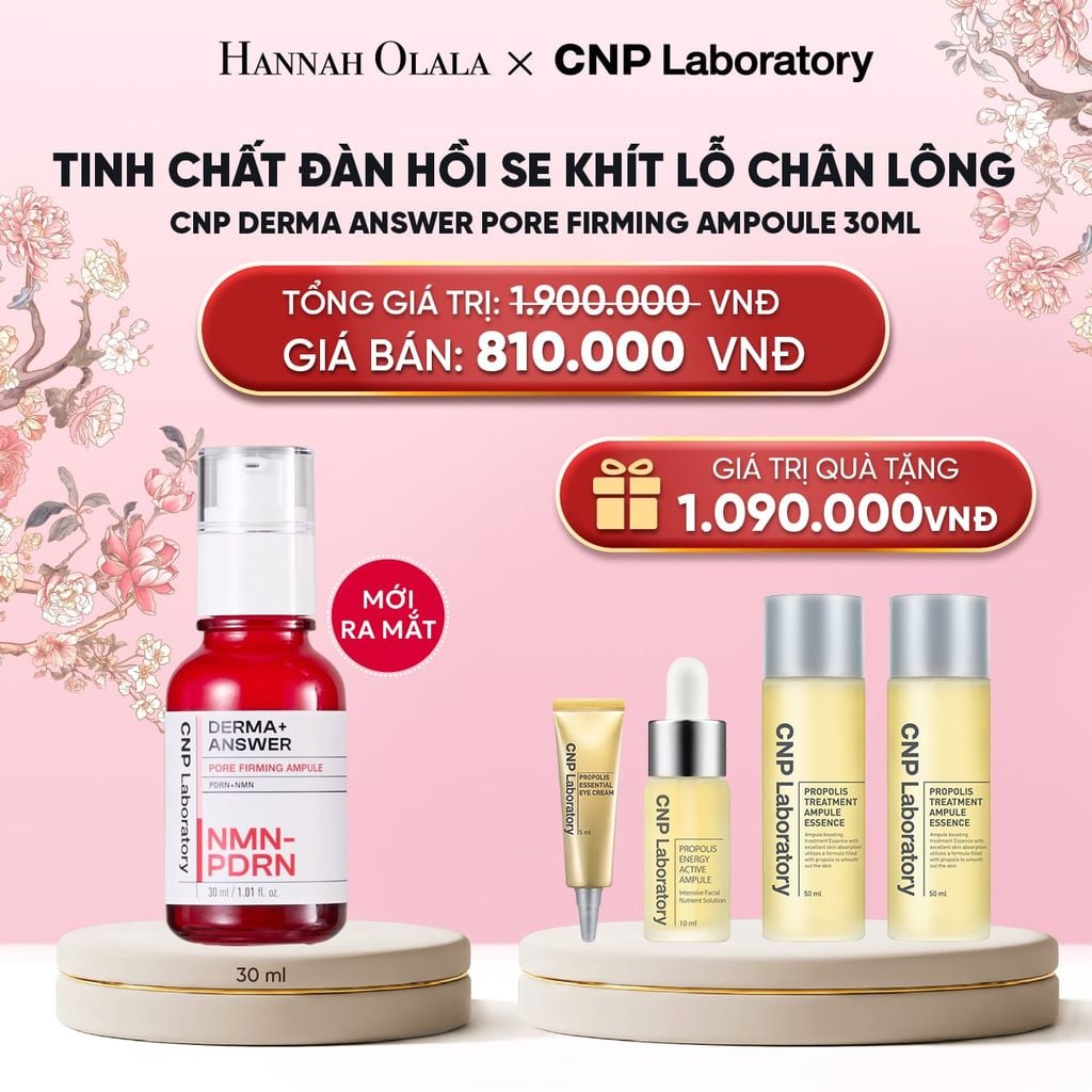  MỚI - TINH CHẤT ĐÀN HỒI SE KHÍT LỖ CHÂN LÔNG CNP DERMA ANSWER PORE FIRMING AMPOULE 30ML 