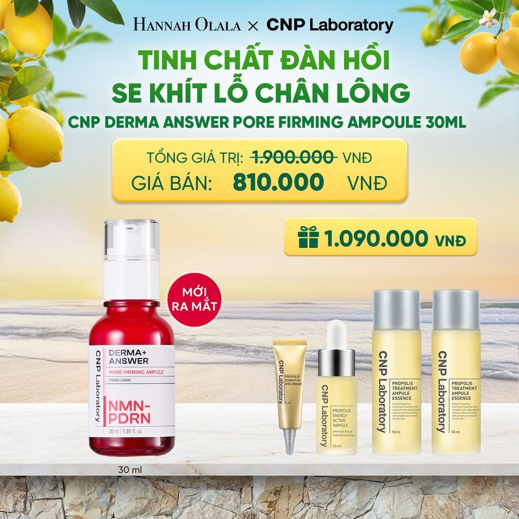  MỚI - TINH CHẤT ĐÀN HỒI SE KHÍT LỖ CHÂN LÔNG CNP DERMA ANSWER PORE FIRMING AMPOULE 30ML - A16 