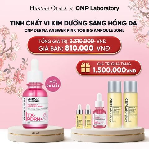  PHIÊN BẢN ĐẶC BIỆT - TINH CHẤT VI KIM DƯỠNG SÁNG HỒNG DA CNP DERMA ANSWER PINK TONING AMPOULE 30ML 