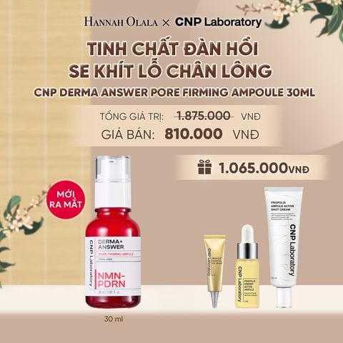  MỚI RA MẮT - TINH CHẤT ĐÀN HỒI SE KHÍT LỖ CHÂN LÔNG CNP DERMA ANSWER PORE FIRMING AMPOULE 30ML - A505 