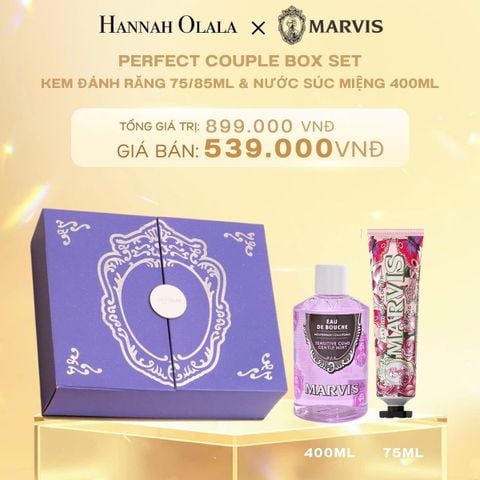 DEAL 4: PERFECT COUPLE BOX SET KEM ĐÁNH RĂNG 75/85ML & NƯỚC SÚC MIỆNG 400ML PHA SẴN MARVIS - PHIÊN BẢN GIỚI HẠN TẶNG KÈM ĐẾ DỰNG KĐR 
