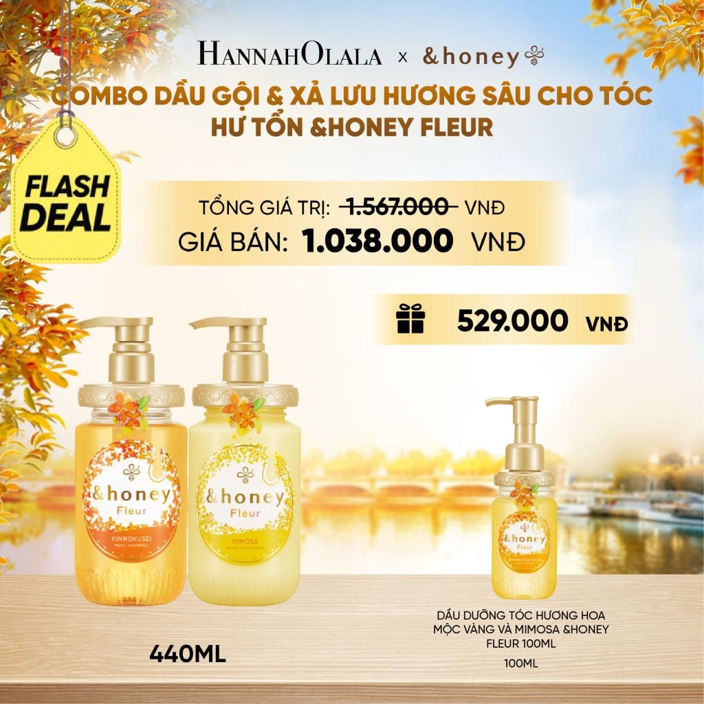  [FLASH DEAL] COMBO DẦU GỘI & XẢ LƯU HƯƠNG SÂU CHO TÓC HƯ TỔN &HONEY FLEUR - E1799 