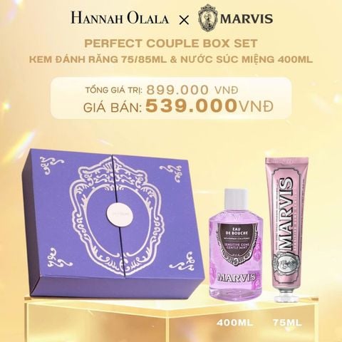  DEAL 4: PERFECT COUPLE BOX SET KEM ĐÁNH RĂNG 75/85ML & NƯỚC SÚC MIỆNG 400ML PHA SẴN MARVIS - PHIÊN BẢN GIỚI HẠN TẶNG KÈM ĐẾ DỰNG KĐR 