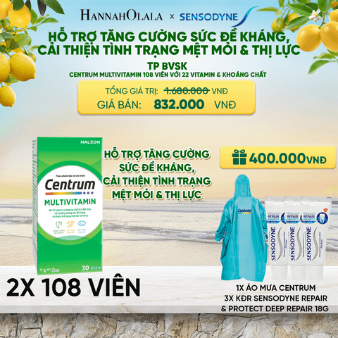  MỚI - BỘ 2 TP BVSK CENTRUM MULTIVITAMIN 108 VIÊN VỚI 22 VITAMIN & KHOÁNG CHẤT HỖ TRỢ TĂNG CƯỜNG SỨC ĐỀ KHÁNG, CẢI THIỆN TÌNH TRẠNG MỆT MỎI & THỊ LỰC - A1958 