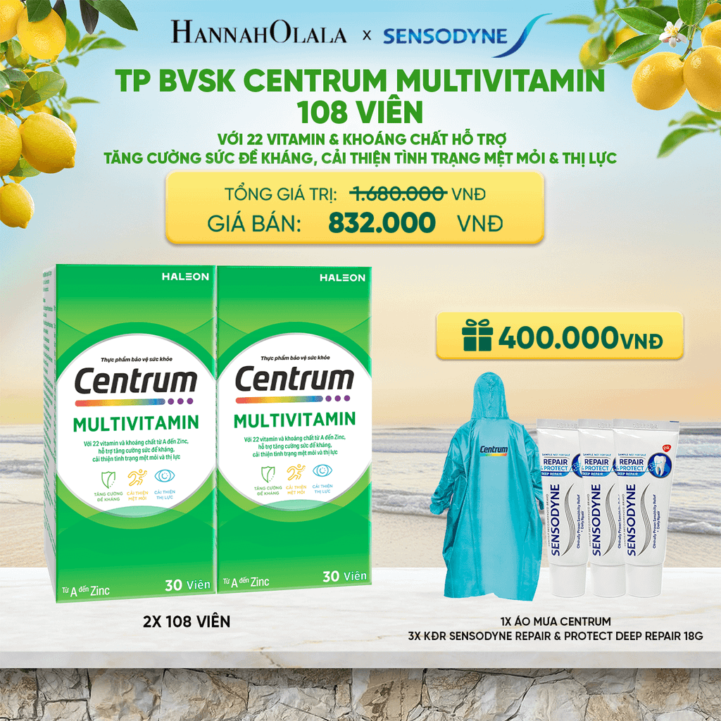  MỚI - BỘ 2 TP BVSK CENTRUM MULTIVITAMIN 108 VIÊN VỚI 22 VITAMIN & KHOÁNG CHẤT HỖ TRỢ TĂNG CƯỜNG SỨC ĐỀ KHÁNG, CẢI THIỆN TÌNH TRẠNG MỆT MỎI & THỊ LỰC 