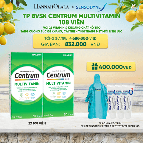  MỚI - BỘ 2 TP BVSK CENTRUM MULTIVITAMIN 108 VIÊN VỚI 22 VITAMIN & KHOÁNG CHẤT HỖ TRỢ TĂNG CƯỜNG SỨC ĐỀ KHÁNG, CẢI THIỆN TÌNH TRẠNG MỆT MỎI & THỊ LỰC 
