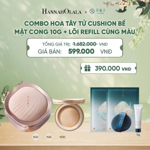  COMBO HOA TÂY TỬ CUSHION BỀ MẶT CONG 10G + LÕI REFILL CÙNG MÀU - A143 