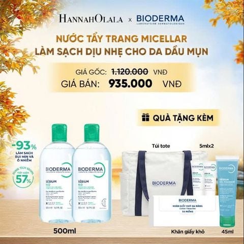  BỘ ĐÔI NƯỚC TẨY TRANG CÔNG NGHỆ MICELLAR LÀM SẠCH CHO DA DẦU,MỤN - E740 