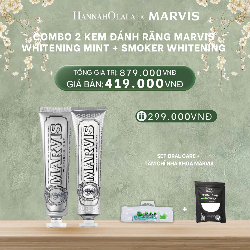  DEAL 2: COMBO 2 KEM ĐÁNH RĂNG MARVIS 75ML/85ML - LÀM SẠCH RĂNG, GIỮ HƠI THỞ THƠM MÁT 